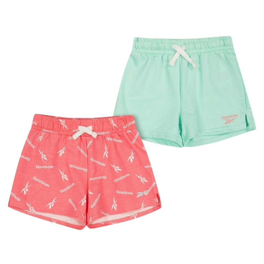 Reebok Childrens/Kids Relaxed Fit Jersey Shorts (Pack of 2) / Strawberry/Green